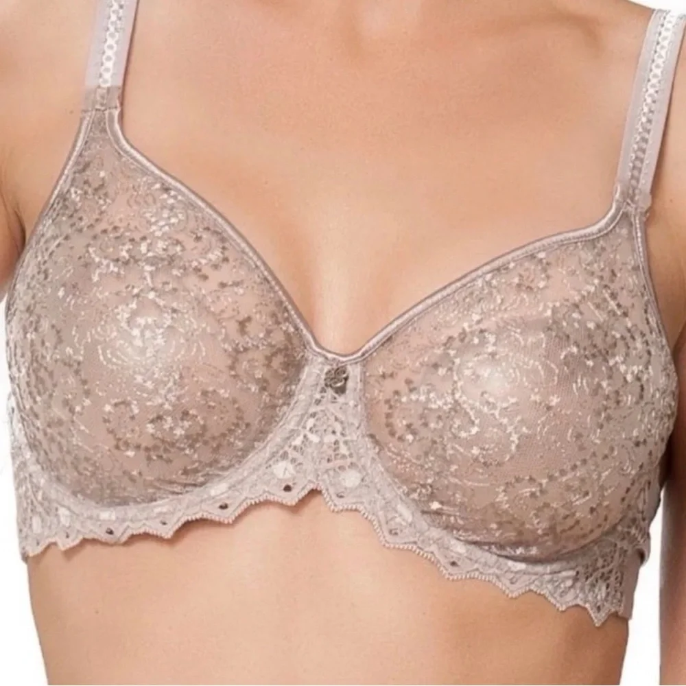 Empreinte 32F Cassiopee 07151 Embroidered French Lace Unlined Bra Rose Savauge - Picture 5 of 16